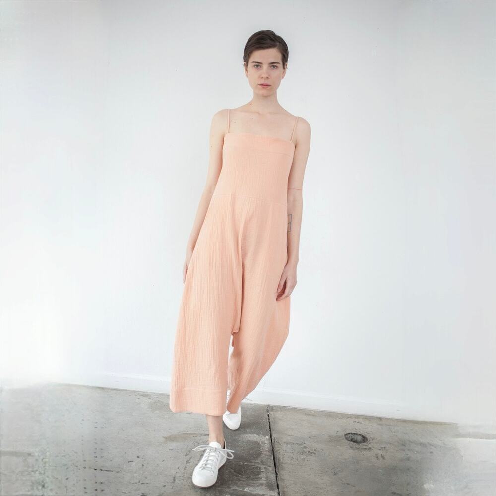 Caron Callahan Womens Mali Jumpsuit Peach Japanese Gauze Cotton - Size M